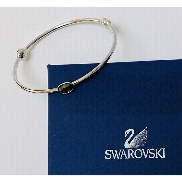 Swarovski bangle bracelet crystal Silver Gray Black Metallic - No Box Size M - Picture 1 of 6